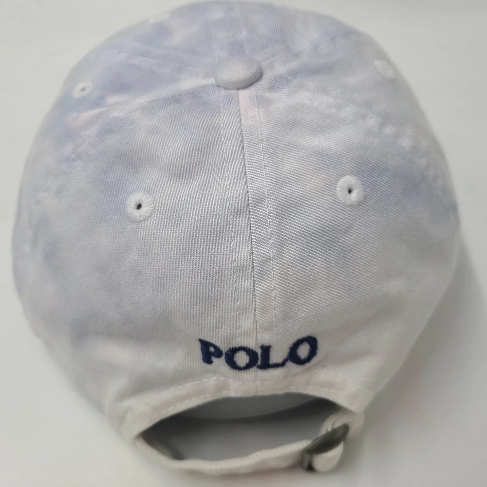 Youth Polo Ralph Lauren Hat Strapback White Blue Tie Dye Pony Logo Size 8-20 Boy
